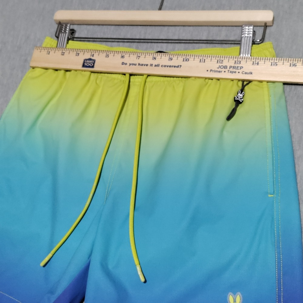 Psycho Bunny Mens Malta Hydrochromic Swim Trunk Size Small Wild Lime Brief Liner - Picture 10 of 15
